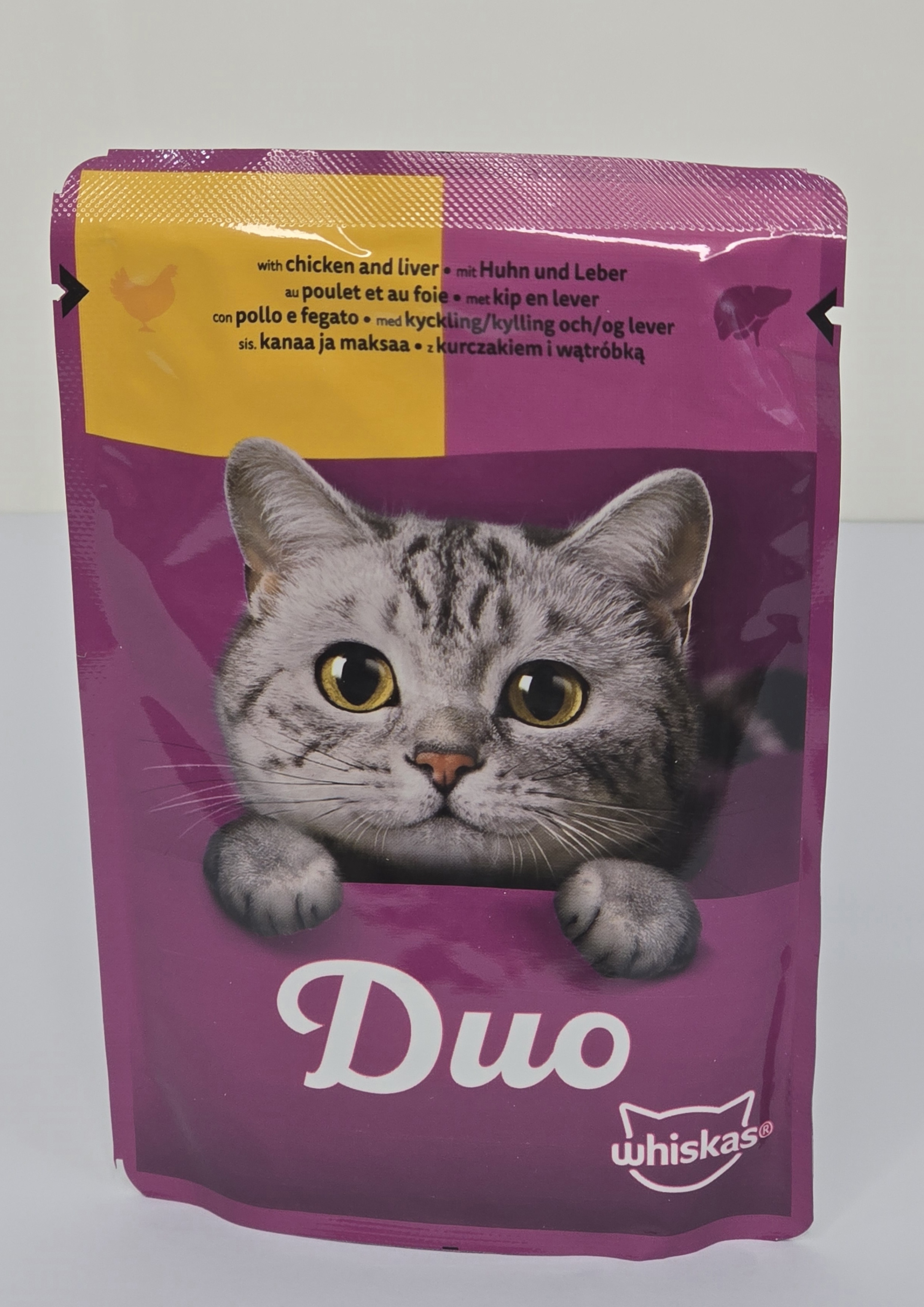 پوچ گربه ویسکاس اروپایی طعم مرغ و جگر مناسب گربه بالغ 80گرمی