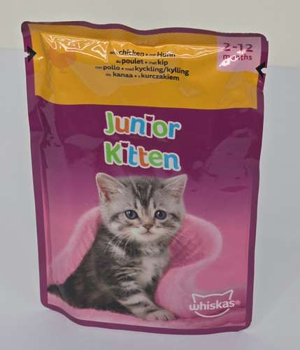 پوچ گربه ویسکاس اروپایی طعم مرغ مناسب بچه گربه 80گرمی