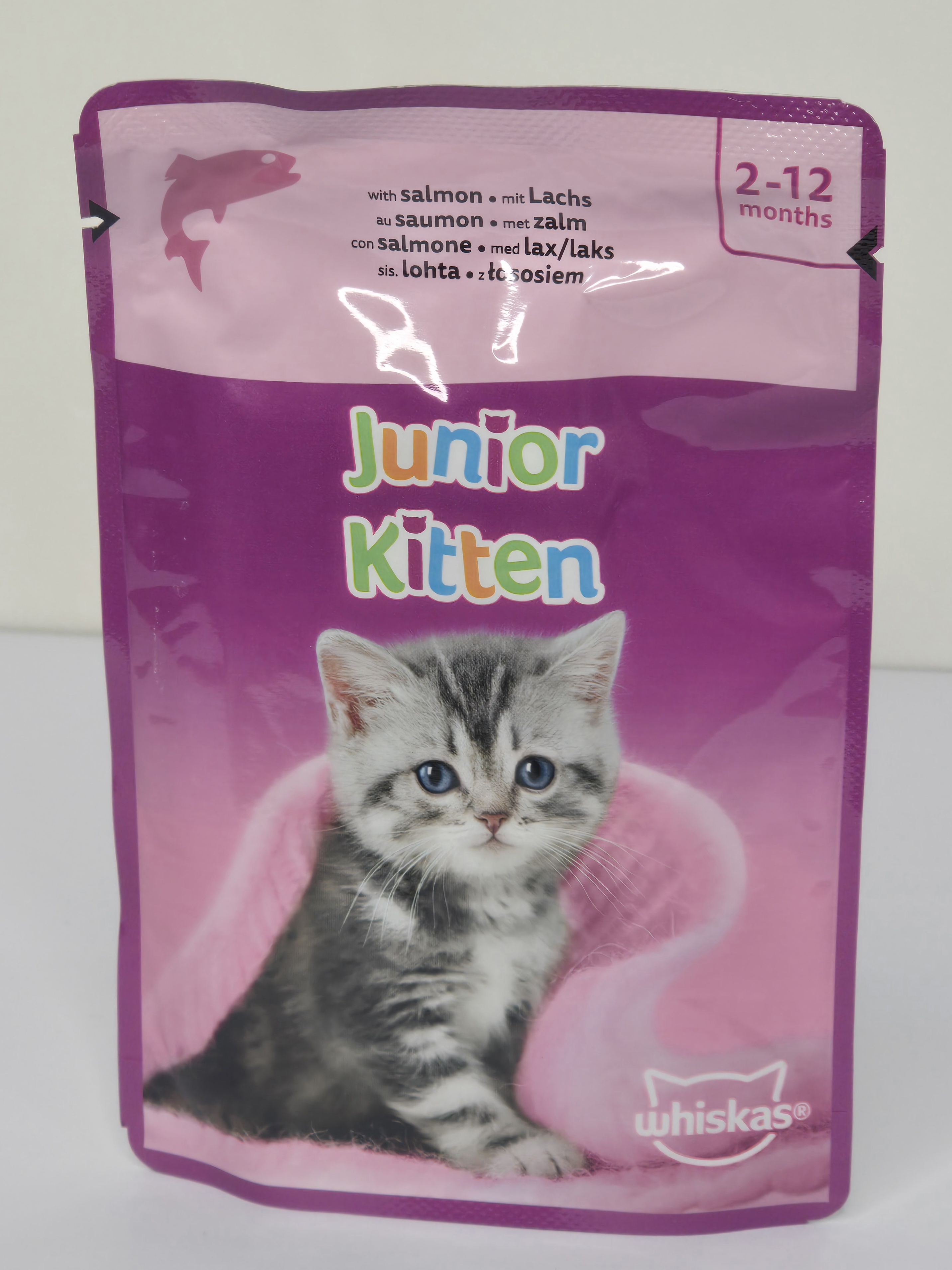 پوچ گربه ویسکاس اروپایی طعم سالمون مناسب بچه گربه 80گرمی